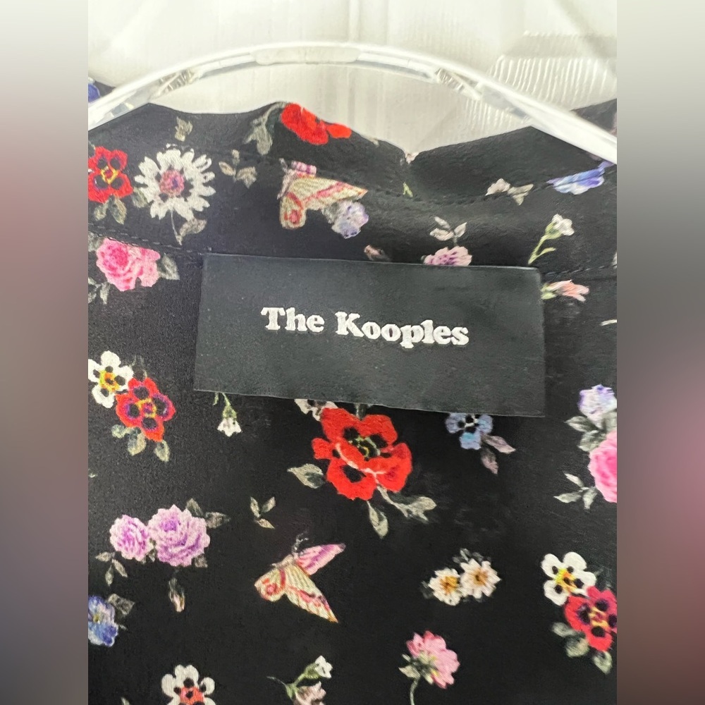 The Kooples 100% Silk Button Down Shirt Floral Print Top sz XXS - Picture 2 of 7